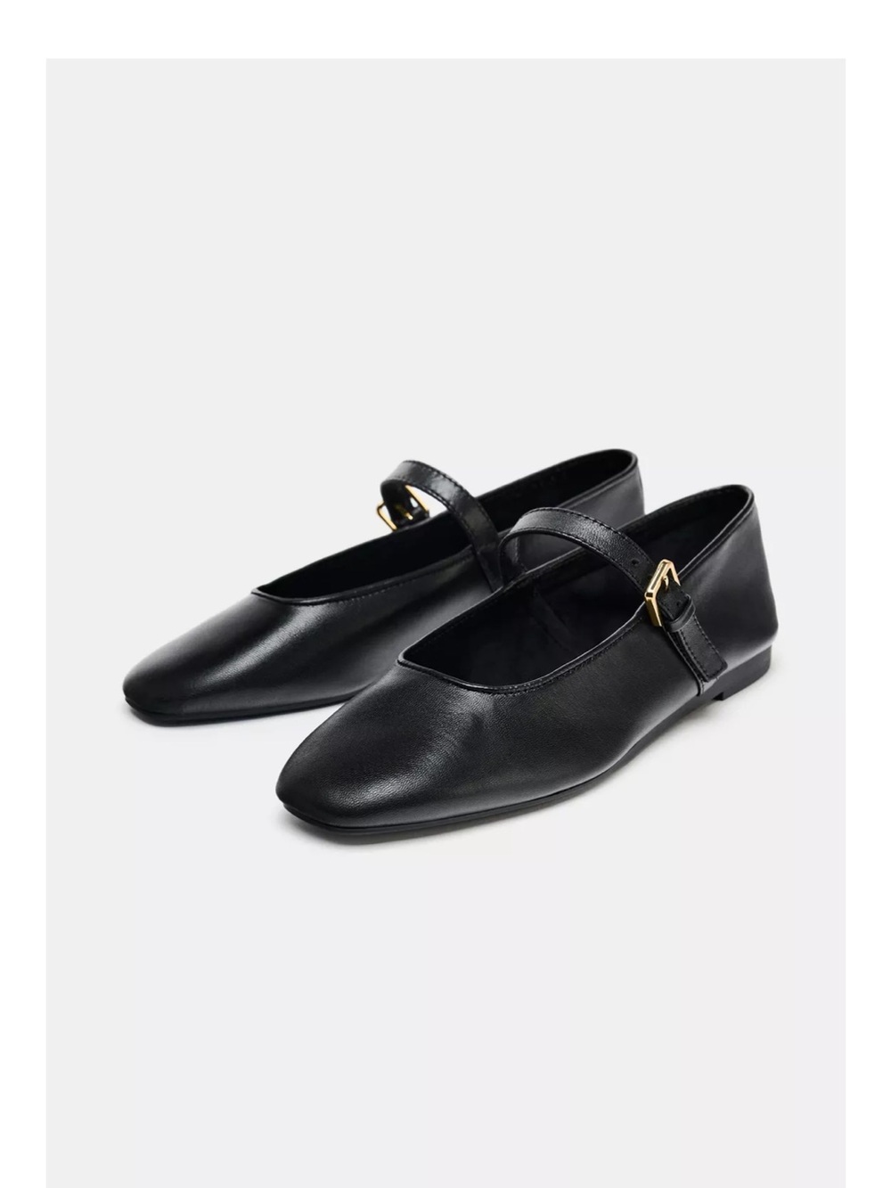 Zara LEATHER BALLET FLATS 50TH
ANNIVERSARY size 8 | BLACK worm 3x